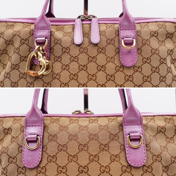 AN18❤️ GUCCI Monogram Heart Bit Charm Top Handle Tote - Picture 5 of 16